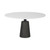 48" White and Black Marble and Solid Wood Pedestal Base Round Top Dining Table