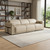 100" Beige Top Grain Leather Reclining Metal USB Sofa