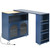 33" Navy Blue Wood Barn Door Rolling Kitchen Island With Storage With USB