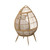 37" Beige Metal Outdoor Egg Chair with Beige Cushion