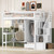 White Four Poster Wood Twin Loft Bed with Desk and Shelves