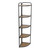 62" Brown Distressed Metal and Wood Five Tier Corner Bookcase