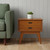 22" Varnished Brown Wood End Table With Two Drawers