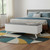 59" White Linen and Wood Upholstered Storage Bench with Drawers
