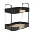 14" Brown Distressed Metal and Wood Two Tier Etagere Bookcase