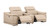 Two Piece Beige Genuine Leather Five Person Seating Set