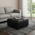35" Black and Dark Brown Leather Cocktail Ottoman With Storage