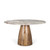 54" Brown Marble and Solid Wood Pedestal Base Round Top Dining Table