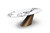 94" White Gray and Bronze Ceramic and Metal Pedestal Base Oval Dining Table