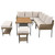 Six Piece Black Tan and Beige Wicker Upholstered Cushions Sofa Seating Group With Table