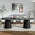 86" Black Wood Double Pedestal Base Oval Dining Table