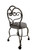 18" Cream and Silver Microfiber and Metal Upholstered Round Bench