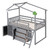 Gray Slat Wood Twin Loft Bed with Shelves