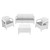 Four Piece White and Beige Plastic Upholstered Cushions Outdoor Patio Set With Table