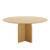 58" Beige Solid Wood Pedestal Base Round Top Dining Table