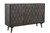 55" Dark Gray Distressed Solid Wood Carved Geometric Three Drawer Sideboard with Two Doors