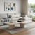 47" Beige Genuine Marble and Marble Free Form Double Pedestal Coffee Table