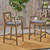 Set of Two 30" Gray Solid Wood Outdoor Bar Height Chairs