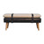 35" Black and Brown Genuine Leather and Solid Wood Upholstered Bench