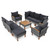 Nine Piece Gray and Dark Gray Rattan Upholstered Cushions Sectional Seating Group With Table