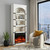 70" White Wood Four Tier USB Bookcase