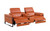 90" Orange and Black Italian Leather Power Reclining Loveseat With Storage