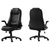 Black Faux Leather Tufted Seat Swivel Adjustable Executive Chair Leather Back Steel Frame
