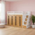White Four Poster Wood Twin Loft Bed with Shelves