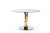 47" White Gold and Silver Ceramic and Stainless Steel Pedestal Base Round Top Dining Table