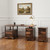 68" Dark Brown Solid Wood Writing Desk and Bookshelf Set With Four Drawers