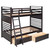 Espresso Twin Over Twin Solid Wood Bunk Bed With Storage