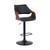 Black Faux Leather and Walnut Wood and Black Swivel Adjustable Bar Stool - 606114635123