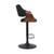 Black Faux Leather and Walnut Wood and Black Swivel Adjustable Bar Stool - 606114635123