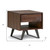 22" Dark Brown Black and Varnished Distressed Solid Wood and Iron Square Sled End Table With Drawer And Shelf