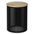 25" Matte Natural and Black Solid Wood and Iron Round Drum End Table