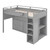 Gray Platform Wood Full Double Loft Bed with Desk and Shelves