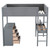 Gray Platform Wood Full Double Loft Bed with Desk