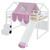 White Four Poster Wood Full Double Loft Bed with Slide and Shelves