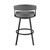 Homeroots Living Room 26" Mod Grey Faux Leather Black Finish Swivel Bar Stool, Grey