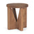 16" Brown Solid Wood Round Pouf Ottoman