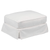 Sunset Trading Americana Box Cushion Slipcovered Ottoman | Performance Fabric Washable Water-Resistant Stain-Proof | White