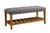 Homeroots Living Room Rectangular Gray Padded Bench, Oak Finish, With Shelf