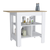 Macondo Kitchen Island, Three Shelves, Solid Top