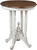 Sunset Trading Cottage Round Accent End Table | Distressed White/Raftwood Brown Solid Wood | Fully Assembled