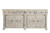 89" White Distressed Solid Wood Carved Scrollwork Four Drawer Sideboard with Four Doors