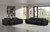Two Piece Black Genuine Leather Five Person Seating Set