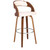 Homeroots Living Room Cream Faux Leather Modern Walnut Wooden Bar Stool