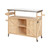 50" Natural Wood Barn Door Rolling Kitchen Island With Storage