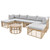 Seven Piece Natural and Gray Wicker Upholstered Cushions Sectional Seating Group With Table