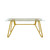 71" White and Gold Glass and Steel Trestle Coffee Table